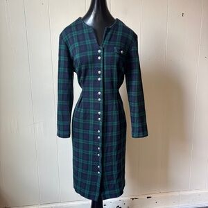 Miss Dorby Plaid Tartan Green and Navy Dress